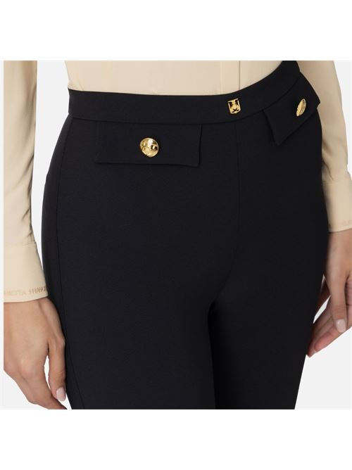 Pantalone dritto in crêpe stretch con rivetto logo ELISABETTA FRANCHI | PA02446E2.110